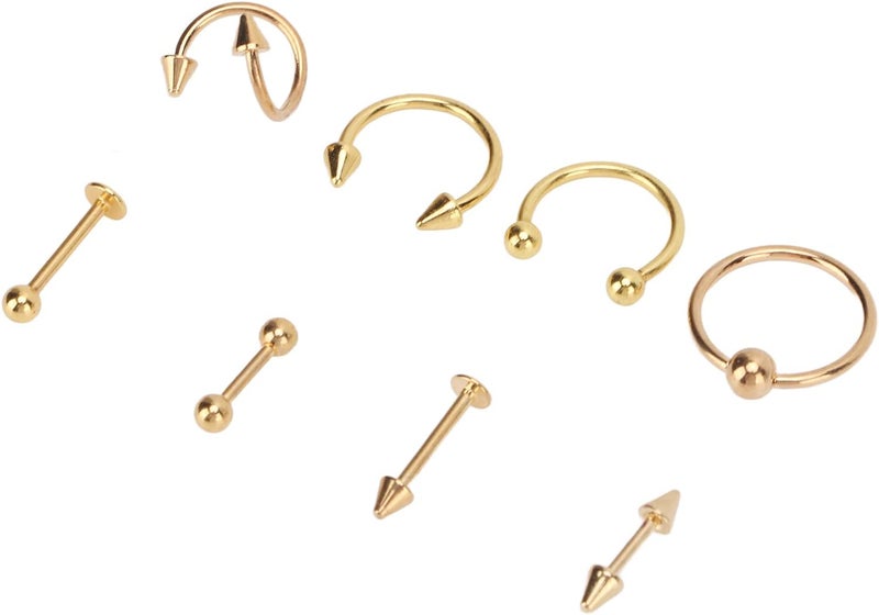 woobles Nose Rings Multipurpose Nose Stud Set Exquisite and Beautiful Safe for Everyday wear Gold - Image 4